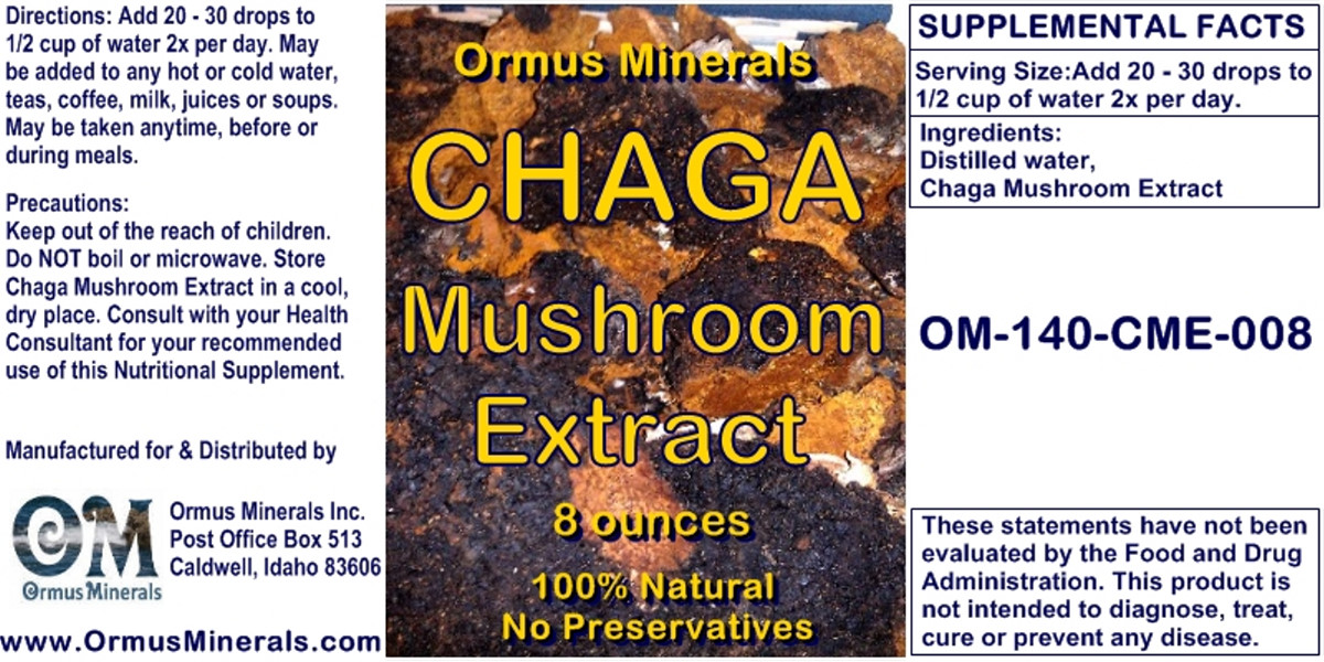 Ormus Minerals CHAGA Mushroom Extract 8 oz Ormus Minerals CHAGA Mushroom Extract 8 oz